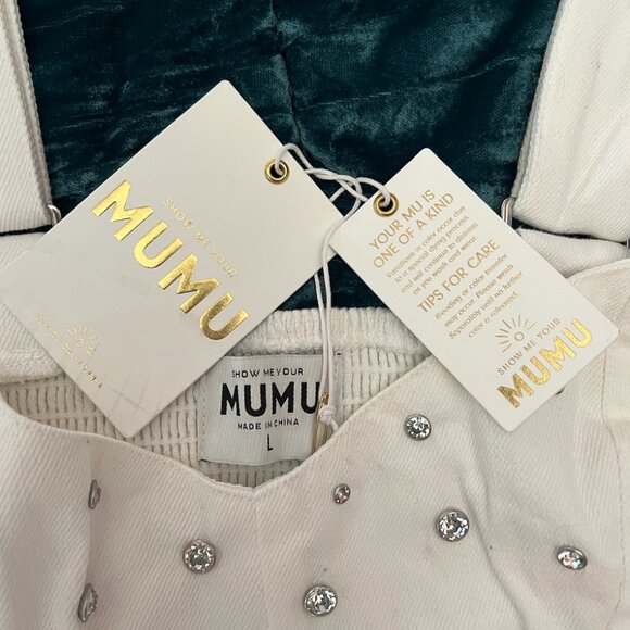 Show Me Your MuMu - Shania Top ~ Rhinestone White Denim L - Picture 3 of 4